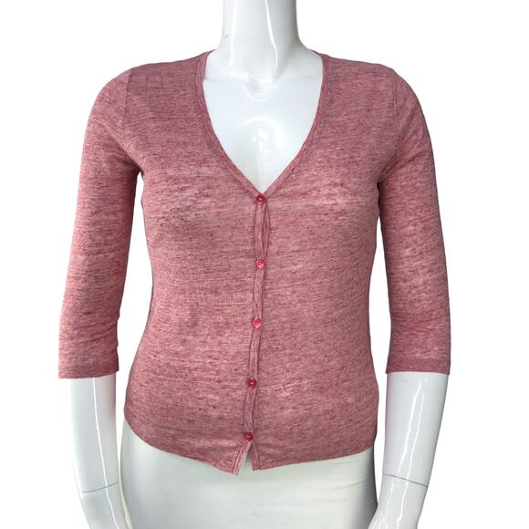 Majestic Filatures Womens Size 3 US M Deluxe Tee Shirt Cardigan Linen V Neck - Picture 11 of 15